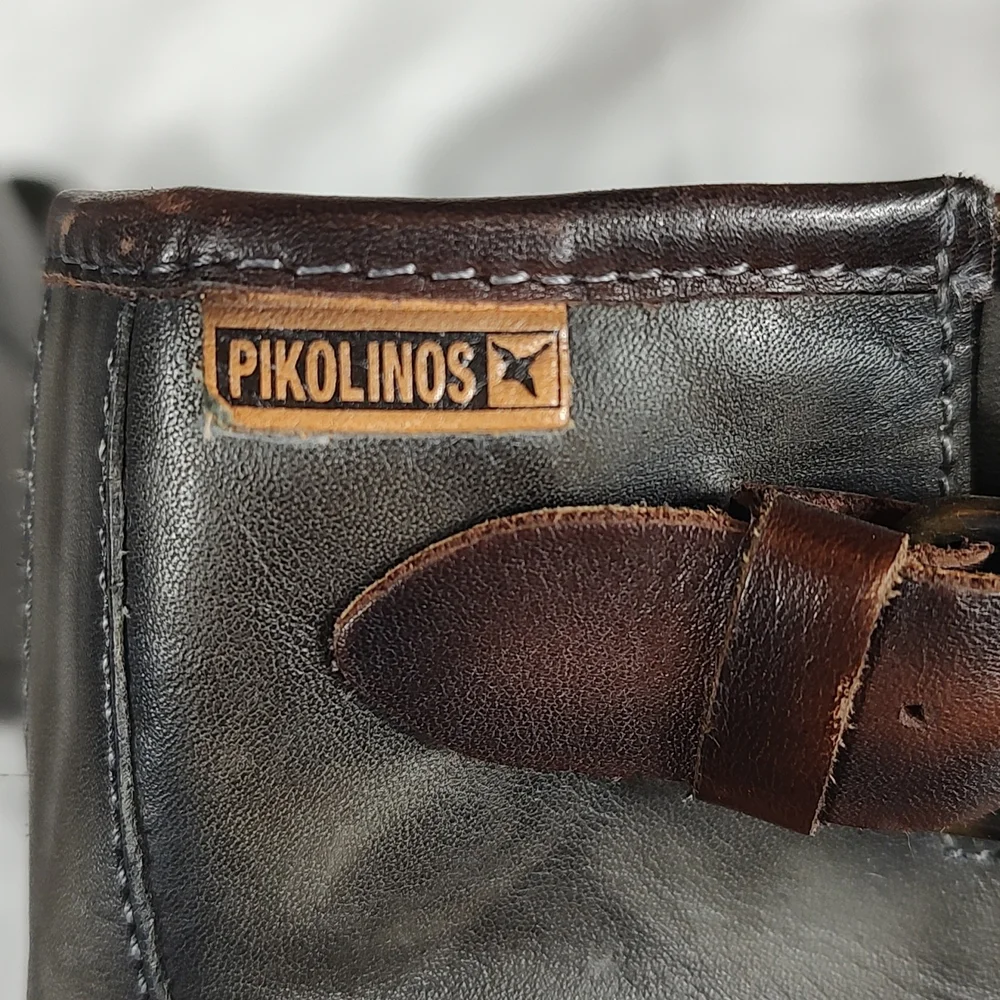 Pikolinos Tall Combat Boots Dark Gray Boots Brown Buckles Biker Boots Size EU 36 - Picture 4 of 10